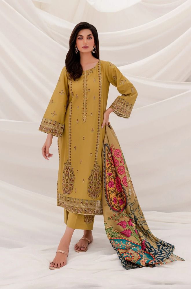 3 PIECE - EMBROIDERED UNSTITCHED  LAWN SUIT