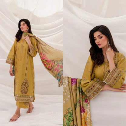 3 PIECE - EMBROIDERED UNSTITCHED  LAWN SUIT