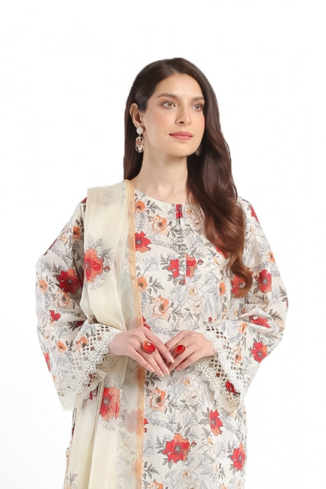 3 PIECE - PRINTED UNSTITCHED LAWN SUIT